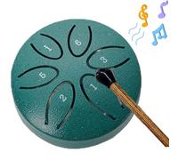 FRoon Buddha Stones Mini Steel Tongue Drum,3 Inch Sound Healing Drum Kit,6 Note Worry Free Drum, Great for Yoga Meditation, Camping, Music Enlightenment, Star Green