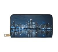 FROON Chicago Reflected Long Faux Leather Clutch Chic Stylish Women's Wallets for Modern Women Large Capacity Card Holder and Organizer Pockets Durable Purse Handbag for Everyday Travel
