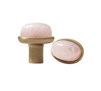 FROON Crystal Marble Oval Cabinet Knobs Titanium Silver Ideal for Dressers, Kitchen Cabinets, and Luxury Furniture Hardware(Bronze-Pink)