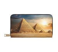 FROON Egyptian Pyramid in Desert Long Faux Leather Clutch Chic Stylish Women's Wallets for Modern Women Large Capacity Card Holder and Organizer Pockets Durable Purse Handbag for Everyday Travel