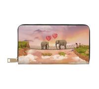 FROON Elephant On A Bridge Long Faux Leather Clutch Chic Stylish Women's Wallets for Modern Women Large Capacity Card Holder and Organizer Pockets Durable Purse Handbag for Everyday Travel