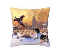 FROON Four Seasons Universal Dog Catching Pheasant Pillow Cover Ideal As A Sofa Pillow, Waist Cushion, Or Decorative Seat Pad