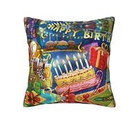 FROON Four Seasons Universal Happy Birthday Pillow Cover Ideal As A Sofa Pillow, Waist Cushion, Or Decorative Seat Pad