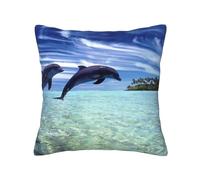 FROON Four Seasons Universal Jumping Whales Pillow Cover Ideal As A Sofa Pillow, Waist Cushion, Or Decorative Seat Pad