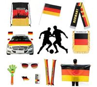 FRoon Germany Fan Kit - 11-Piece Germany Flag Set with Scarf, Face Paint, Car Cover for Football World Cup Euro UEFA Champions League - 10 Flags, Bunting, Window Stickers, Air Bubble