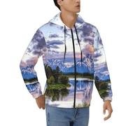 FROON Grand Teton National Park Print Men'S Hoodies Zip Up Sweatshirt Jackets - Casual Lightweight Long Sleeve With Pockets, Soft Warm Hooded Jacket S-3xl