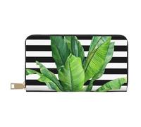 FROON Green Palm Leaf Long Faux Leather Clutch Chic Stylish Women's Wallets for Modern Women Large Capacity Card Holder and Organizer Pockets Durable Purse Handbag for Everyday Travel