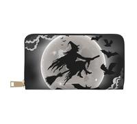 FROON Halloween Witch Long Faux Leather Clutch Chic Stylish Women's Wallets for Modern Women Large Capacity Card Holder and Organizer Pockets Durable Purse Handbag for Everyday Travel