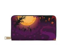 FROON Happy Halloween Long Faux Leather Clutch Chic Stylish Women's Wallets for Modern Women Large Capacity Card Holder and Organizer Pockets Durable Purse Handbag for Everyday Travel
