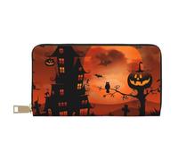 FROON Happy Halloween Long Faux Leather Clutch Chic Stylish Women's Wallets for Modern Women Large Capacity Card Holder and Organizer Pockets Durable Purse Handbag for Everyday Travel