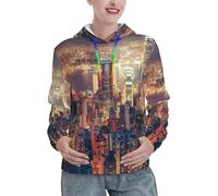 FROON Hong Kong Print Women'S Hoodie - Long Sleeve Hooded Pullover For Autumn Winter, Casual Sweatshirt With Kanga Pocket