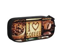 FROON Pouch for School Office Supplies Coffee Collage Big Capacity Pen Case Large Capacity Pencil Bag for Students Stationery Pouch Pencil Box Desk Organizer with Smooth Zipper Portable Pencil