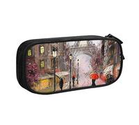 FROON Pouch for School Office Supplies Rainy Street in Paris Big Capacity Pen Case Large Capacity Pencil Bag for Students Stationery Pouch Pencil Box Desk Organizer with Smooth Zipper Portable Pencil