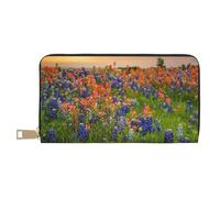 FROON Texas Bluebonnets Scenery Long Faux Leather Clutch Chic Stylish Women's Wallets for Modern Women Large Capacity Card Holder and Organizer Pockets Durable Purse Handbag for Everyday Travel