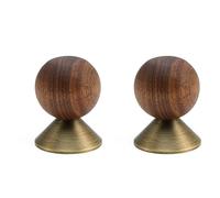 FROON Walnut Wood and Brass Cabinet Knobs Single Hole, Three Finishes for Drawers, Wardrobes, and Cabinets(Bronze,30mm)