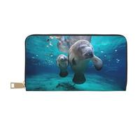 FROON West Indian Manatees Long Faux Leather Clutch Chic Stylish Women's Wallets for Modern Women Large Capacity Card Holder and Organizer Pockets Durable Purse Handbag for Everyday Travel