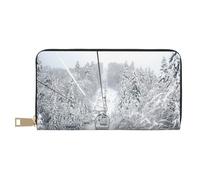FROON Winter Old Cable Ski Lift Long Faux Leather Clutch Chic Stylish Women's Wallets for Modern Women Large Capacity Card Holder and Organizer Pockets Durable Purse Handbag for Everyday Travel