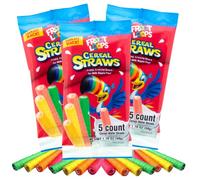 Froot Loops Cereal Straws, Edible Straw Alternatives for Milk, Nostalgic Childhood Breakfast Treat, Pack of 3, 5 Count Each