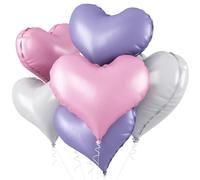 Froova 24 Inch Pink Purple Heart Balloons Large Pastel Baby Pink Purple Lavender White Heart Shaped Foil Mylar Balloon for Girls Wedding Marriage Engagement Baby Bridal Shower Birthday Party Decor