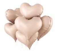 Froova 24 Inch Sand White Heart Balloons Large Nude Beige Tan Heart Shaped Foil Aluminum Helium Balloon Neutral Cream Mylar Balloons for Wedding Anniversary Baby Shower Birthday Party Decorations
