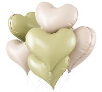 Froova 24 Inch Sand White Yellow Heart Balloons Large Yellow Sage Green Nude Neutral Beige Cream Heart Shaped Foil Mylar Balloon for Boho Wedding Anniversary Baby Bridal Shower Birthday Party Decor