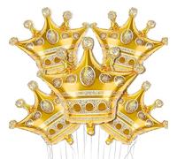 Froova 36 Inch Crown Balloons Large Metallic Gold Crown Foil Mylar Balloon Chrome Gold Birthday Decoration for King and Queen Prince Royalty Royal Birthday Wedding Baby Shower Party Decor