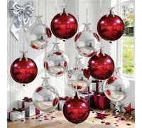 Froova 9 Pcs Burgundy Silver Round Foil Balloons Maroon Wine Red Metallic Silver Chrome 4D Ball Balloons 22 In Orbz Mylar Balloon for Graduation Grad Birthday Wedding Anniversary Party Decorations