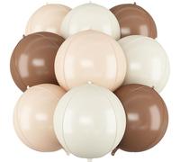 Froova 9 Pcs Nude Cream Beige Round Foil Balloons Netural Boho 4D Ball Balloons 22 In Brown Tan Apricot Large Foil Balloons for Boho Birthday Wedding Anniversary Baby Shower Disco Party Backdrop Decor