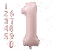 Froova Big Number 1 Balloons, Dusty Light Pink Foil 1 Balloon Numbers 40 Inch, Giant 1st Birthday Party Decor, Baby Blush Pink Mylar Helium One Balloon for Girls Baby Shower Anniversary Decorations