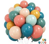Froova Boho Rainbow Balloons 60 Pcs Retro Teal Blue Blush Pink Dark Light Orange Yellow Sage Green Dusty Blue Balloon Colorful Balloons for Thanksgiving Fall Autumn Baby Shower Decor Safari Birthday