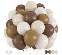 Froova Brown Balloons, 12 Inch Coffee Brown Tan Cream Sand White Balloons for Neutral Bear Baby Shower Boho Wedding Woodland Birthday Party Decorations