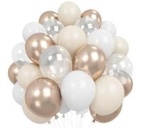 Froova Champagne Gold White Balloons Wedding 12 Inch Metallic Champagne Nude Cream Ivory White Gold Latex Balloon Clear Party Balloon for Boho Baby Bridal Shower Birthday Anniversary Engagement Decor