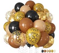 Froova Cheetah Print Balloon, 12 Inch Black Brown and Leopard Gold Confetti Balloon for Cheetah Print Forest Safari Jungle Wild Animal Birthday Party Decorations