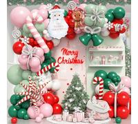 Froova Christmas Decorations Balloons Arch Kit Xmas Pink Red Green Balloon Candy Cane Balloon Explosion Star Santa Gingerbread Balloons for Nutcracker Ugly Sweater Friendsmas Holiday Party Decoration