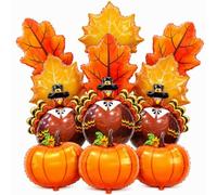 Froova Fall Balloons Thanksgiving Autumn Turkey Pumpkin Maple Leaf Foil Balloons Fall colored Balloon for Thanksgiving Theme Friendsgiving Harvest Baby Shower Birthday Halloween Decorayions
