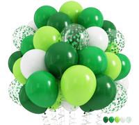 Froova Green Balloons, 60PCS 12 Inch Dark Light Lime Green Confetti Balloon and White Latex Balloons for St. Patrick's Day Jungle Safari Forest Birthday Party Decorations
