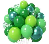 Froova Green Balloons Different Shades Dark Emerald Hunter Forest Lime Metallic Green Latex Balloon Confetti Balloon for Patrick's Day Jungle Safari Birthday Baby Shower Themed Graduation Party Decor