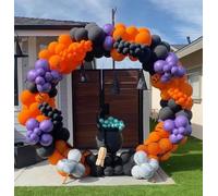 Froova Halloween Balloon Arch Kit, 130 Pcs Orange Purple Black Balloon Garland with Black Spider and Pumpkin Balloons for Halloween Baby Shower Spooky Birthday Party Decorations