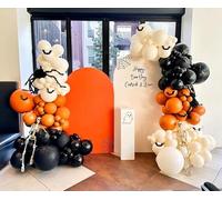 Froova Halloween Balloon Arch Kit with Pumpkin Bat Ghost Foil Balloons and Orange Black Star Balloons for Halloween Spooky Birthday Baby Shower Party Decorations