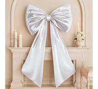 Froova Huge Bow Decor 40x24 In Big White Large Coquette Bow for Backdrop Wedding Bride Birthday Decorations for Girls Women, Satin Ribbon Tie Hanging Coquette Wall Decor (Internal Stability Layer)