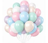 Froova Pastel Balloons 60 Pcs Floral Pastel Light Pink Blue Green Grey Double Stuffed Sand White Balloon for Boho Goose Wildflower Tea Party Garden Baby Shower Gender Reveal Easter Birthday Decoration