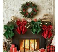 Froova Red Green Bow Decor for Christmas Decrations Crib 4 Pack Large Green Red Bows Decoration 11 x 23 Inch Big Bow Decor Coquette Party for Bachelorette Baby Shower Bridal Shower Wedding