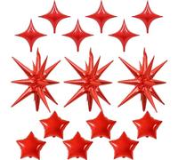 Froova Red Star Balloons, 22in Large Star Balloons Foil 10in 4-Pointed & Red Pentagram Balloon for Valentine's Day Anniversary Wedding Bridal Shower Graduation Birthday Party Decorations