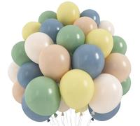 Froova Sage Green Dusty Blue Yellow Balloon 12 Inch Double Stuffed Beige Slate Blue Olive Green Yellow Ivory Cream Latex Balloons for Oh Baby Shower Bridal Birthday Wild Wedding Party Decorations