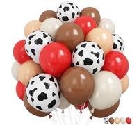 Froova Western Cowgirl Balloons Rodeo 60 Pcs Red Dark Brown Tan Coffee Beige Nude White Party Balloon Cow Print Balloon for Kids Boho Western Cow Farm Themed Bithday Highland Baby Shower Party Decor