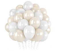 Froova White Balloons, 55 PCS 12 Inch Double Stuffed Pearl White Sand Balloons for Engagement Wedding Bridal Shower Baby Shower Birthday Party Decorations