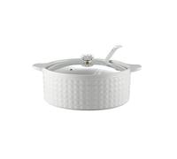FROOWAN 2L Ceramic Soup Tureen Set with Glass Lid & Ladle - White Porcelain Serving Bowls with Double Handles, Microwave & Dishwasher Safe, Perfect for Soups & Stews