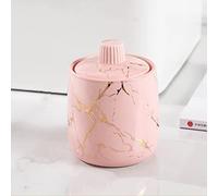 FROOWAN Holder Dispenser with Lid for Cotton Ball, Cotton Swab, Cotton Round Pads, Floss Picks, Ceramic Jar for Bathroom Canister Storage Organization, Vanity Makeup Organizer, Pink (Pink)