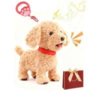 Froplay Dogs Realistic Robot Puppy, Interactive Plush Robot Dog, Pet Dog Gift for Kids & Adults with Touch Sensing, Voice Mimic, Lifelike Sounds, Walking, Barking, Tail Wagging, Leash Remote (E)