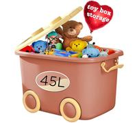 Froppi 45L Toy Box | Toy Storage with Lid | Kids Storage on Wheels | Large Size | Pink| L50 W35 H30 cm